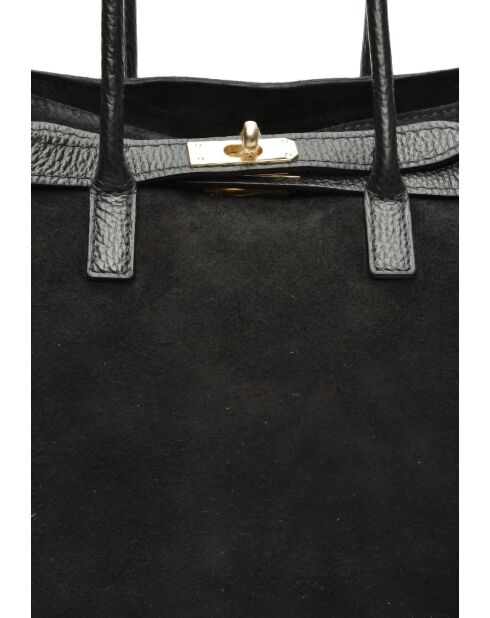 Sofia zwarte fluwelen leren schoudertas - 25x31x10 cm