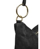 Noémie zwarte fluwelen leren schoudertas - 25,5x36 cm