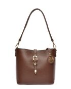 Elvi Beuteltasche aus Leder in Schokoladenbraun - 19x21,5x10,5 cm