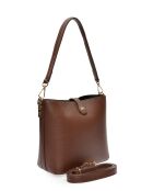 Elvi Beuteltasche aus Leder in Schokoladenbraun - 19x21,5x10,5 cm