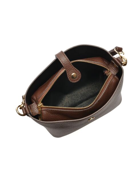 Elvi Beuteltasche aus Leder in Schokoladenbraun - 19x21,5x10,5 cm