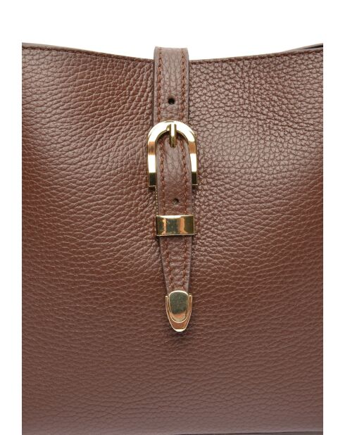 Elvi Beuteltasche aus Leder in Schokoladenbraun - 19x21,5x10,5 cm