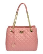 Victoria roze leren schoudertas - 26x33x15cm