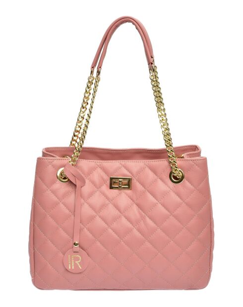 Victoria roze leren schoudertas - 26x33x15cm