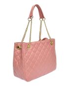 Victoria roze leren schoudertas - 26x33x15cm