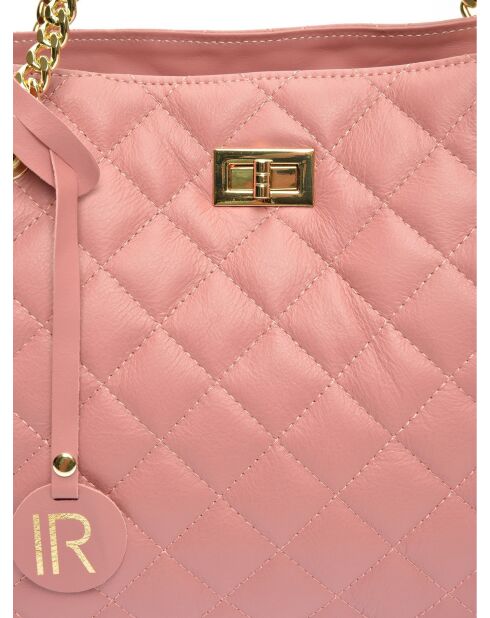 Victoria roze leren schoudertas - 26x33x15cm