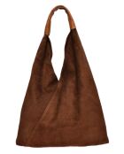 Valentina bruine fluwelen leren hobotas - 31,5x37x4 cm