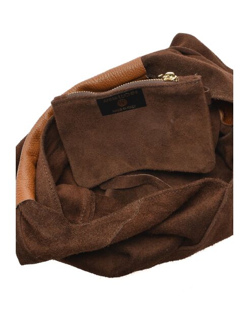 Valentina bruine fluwelen leren hobotas - 31,5x37x4 cm