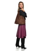 Valentina bruine fluwelen leren hobotas - 31,5x37x4 cm