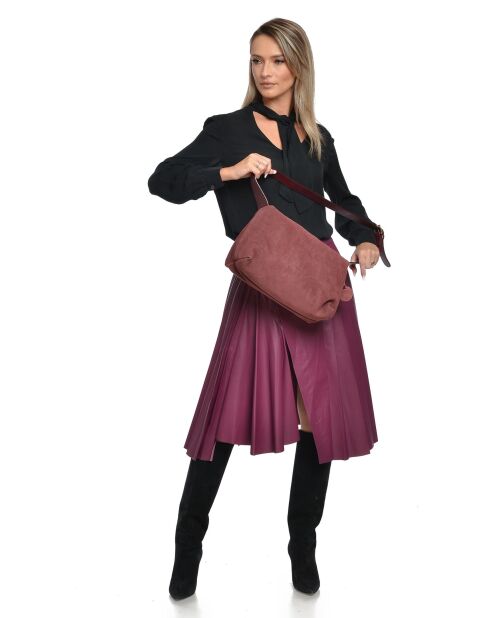 Bandolera Sofia vin de piel aterciopelada - 22x35x14 cm