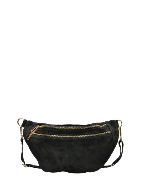 Zwarte leren schoudertas van Camela - 19x31 cm