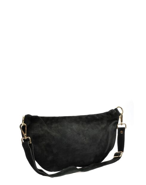 Zwarte leren schoudertas van Camela - 19x31 cm