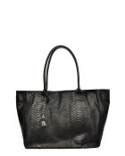 Aurora Croco Tragetasche aus Leder, 28 x 36 x 16 cm, Schwarz