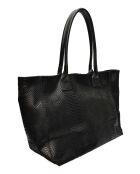 Aurora Croco Tragetasche aus Leder, 28 x 36 x 16 cm, Schwarz