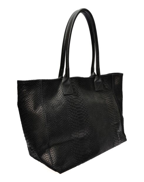 Aurora Croco Tragetasche aus Leder, 28 x 36 x 16 cm, Schwarz