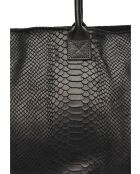 Aurora Croco Tragetasche aus Leder, 28 x 36 x 16 cm, Schwarz