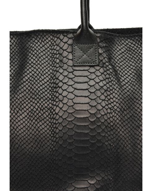 Aurora Croco Tragetasche aus Leder, 28 x 36 x 16 cm, Schwarz