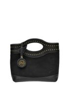 Luna zwarte leren handtas -16x24x7,5 cm