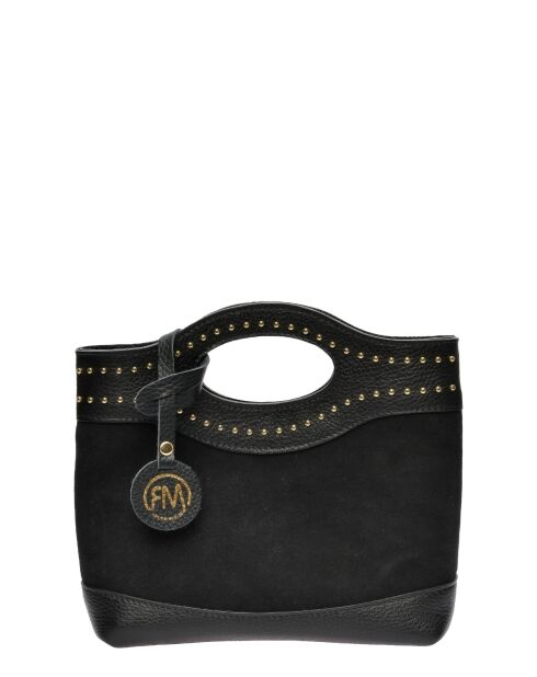 Luna zwarte leren handtas -16x24x7,5 cm