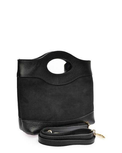 Luna zwarte leren handtas -16x24x7,5 cm