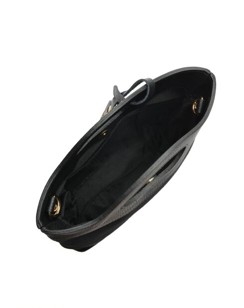 Luna zwarte leren handtas -16x24x7,5 cm