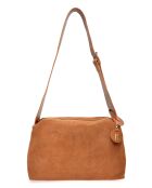 Sofia Cognac fluwelen leren schoudertas - 22x35x14 cm