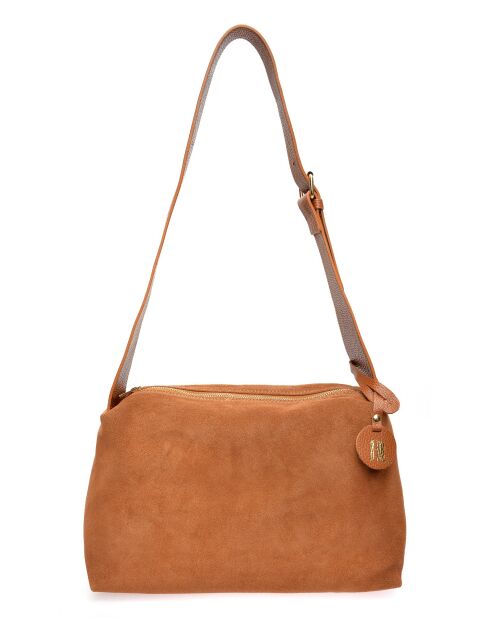 Sofia Cognac fluwelen leren schoudertas - 22x35x14 cm