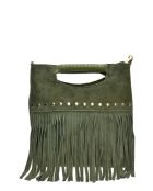 Eleonora Handtasche aus Samtleder, militärgrün, 24,5 x 27,5 x 7 cm