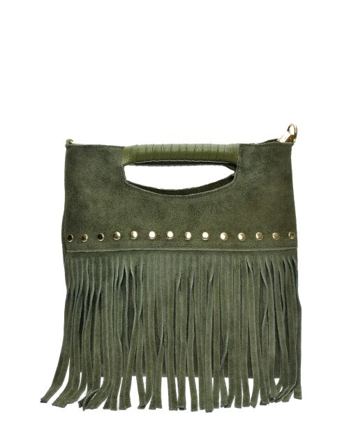 Eleonora Handtasche aus Samtleder, militärgrün, 24,5 x 27,5 x 7 cm