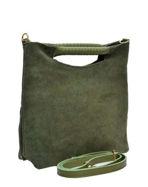 Eleonora Handtasche aus Samtleder, militärgrün, 24,5 x 27,5 x 7 cm