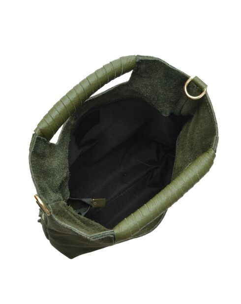 Eleonora Handtasche aus Samtleder, militärgrün, 24,5 x 27,5 x 7 cm