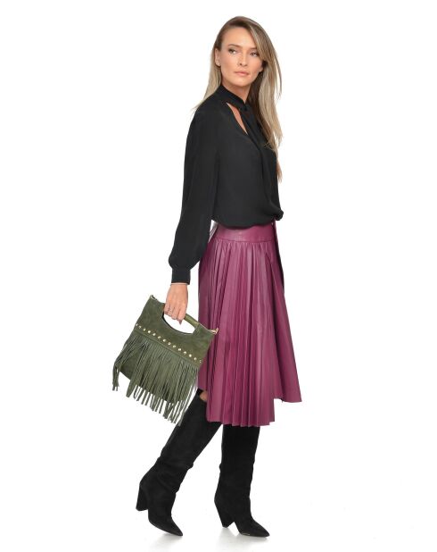 Eleonora Handtasche aus Samtleder, militärgrün, 24,5 x 27,5 x 7 cm