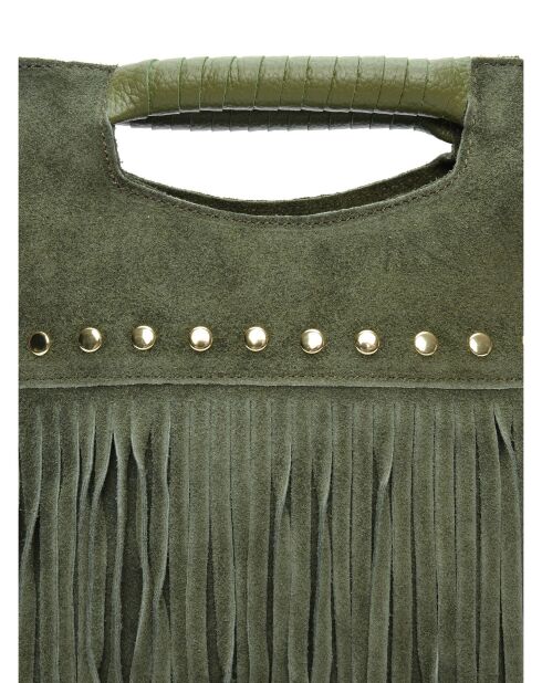 Eleonora Handtasche aus Samtleder, militärgrün, 24,5 x 27,5 x 7 cm