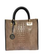 Cyrah blauwe fluwelen leren handtas - 28,5x29,5x12 cm