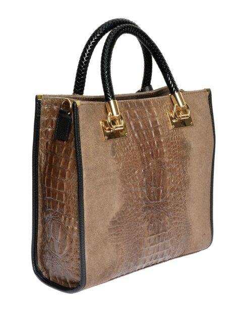 Cyrah blauwe fluwelen leren handtas - 28,5x29,5x12 cm