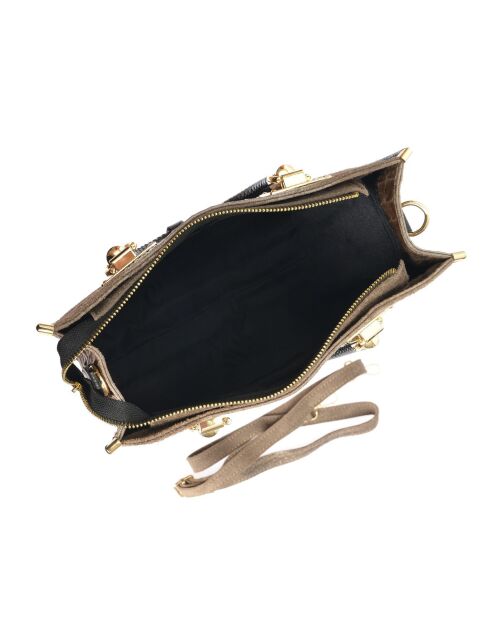 Cyrah blauwe fluwelen leren handtas - 28,5x29,5x12 cm