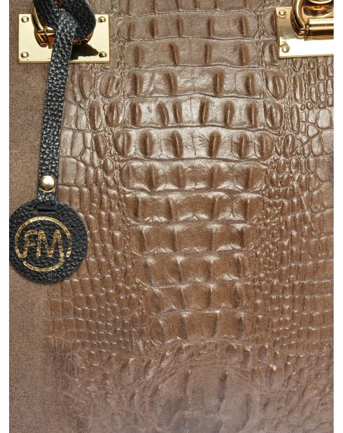 Cyrah blauwe fluwelen leren handtas - 28,5x29,5x12 cm