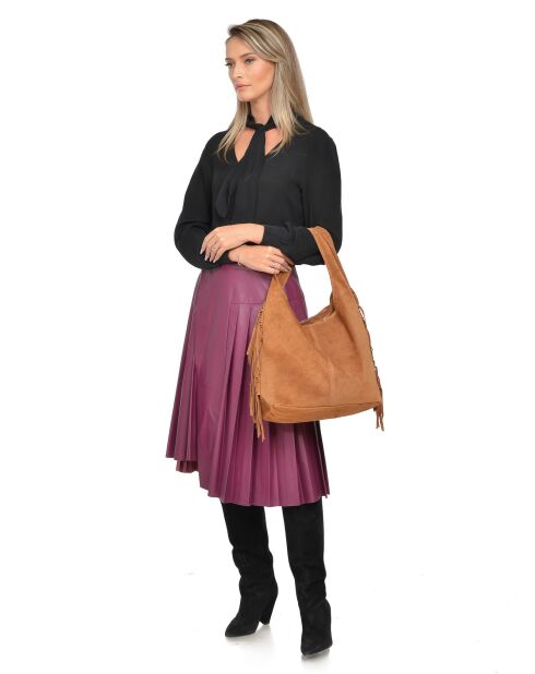 Isabella Cognac leren hobotas - 30x39x12 cm