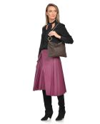 Noémie fluwelen leren schoudertas donkerbruin - 25,5x36 cm