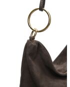 Noémie fluwelen leren schoudertas donkerbruin - 25,5x36 cm