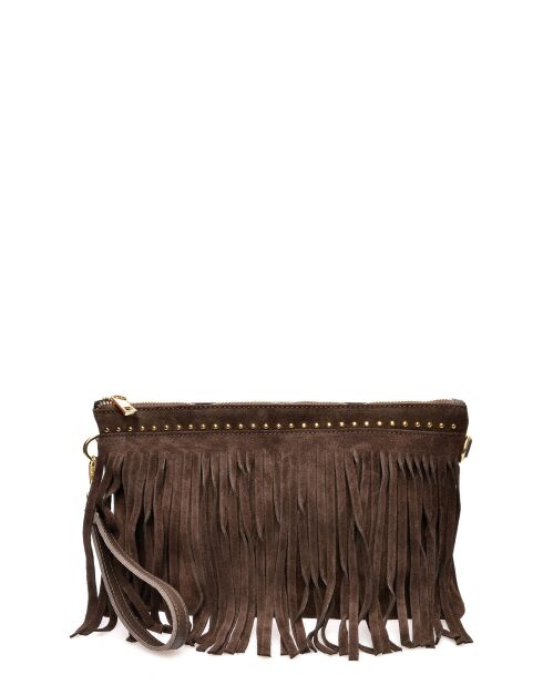 Funda de terciopelo de piel Cloé marrón oscuro - 18,5x30 cm