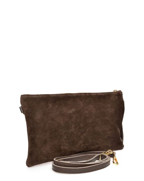 Funda de terciopelo de piel Cloé marrón oscuro - 18,5x30 cm