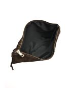 Pochette in pelle cloé marrone scuro e velluto - 18,5x30 cm