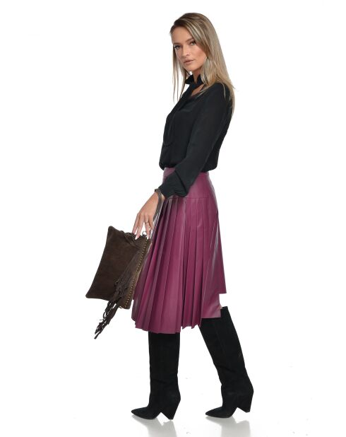 Funda de terciopelo de piel Cloé marrón oscuro - 18,5x30 cm