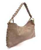 Armel Vegas Blue Schultertasche aus Veloursleder, 24,5 x 40,5 cm