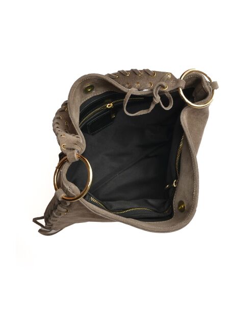 Armel Vegas blauwe fluwelen leren schoudertas - 24,5x40,5 cm