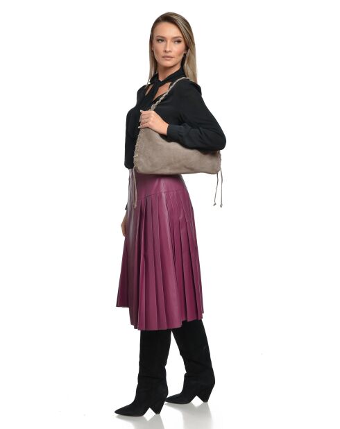 Armel Vegas blauwe fluwelen leren schoudertas - 24,5x40,5 cm