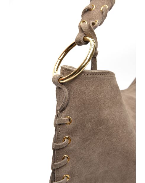 Armel Vegas blauwe fluwelen leren schoudertas - 24,5x40,5 cm