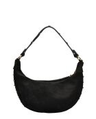 Giulia zwarte fluwelen leren schoudertas - 16x27x7,5 cm