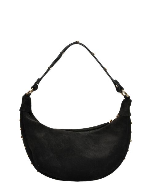Giulia zwarte fluwelen leren schoudertas - 16x27x7,5 cm